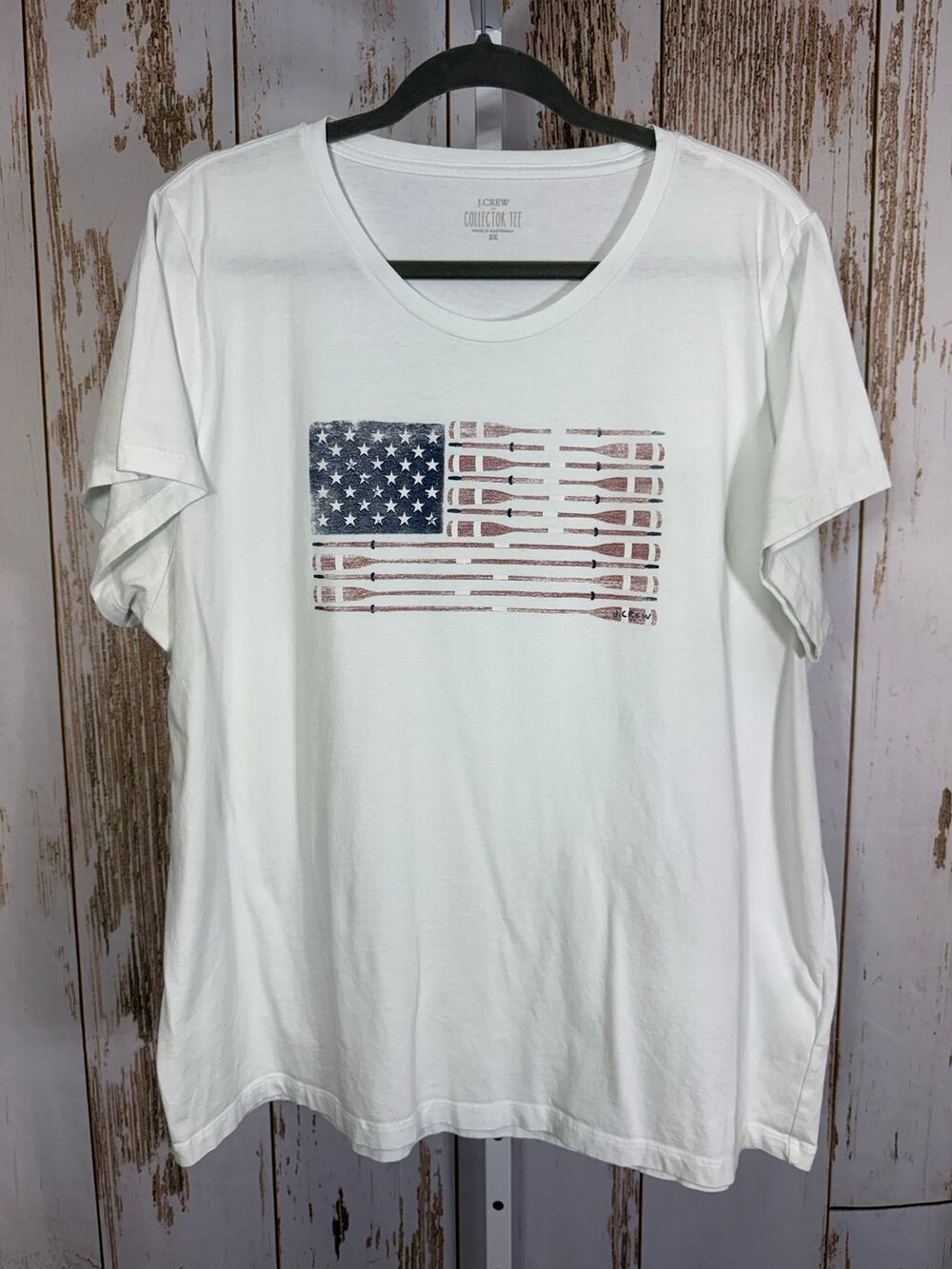 J. Crew, Collector Tee American Flag Rower Paddles. Size 2X. Excellent condition